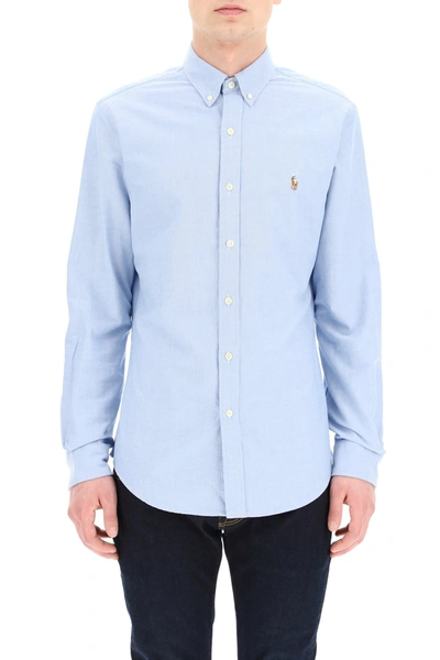 Shop Polo Ralph Lauren Oxford Shirt Embroidered Pony In Bsr Blue (blue)