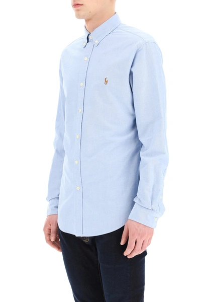 Shop Polo Ralph Lauren Oxford Shirt Embroidered Pony In Bsr Blue (blue)