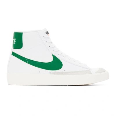 Shop Nike White & Green Blazer Mid '77 Vintage Sneakers In Wht/grn/blk