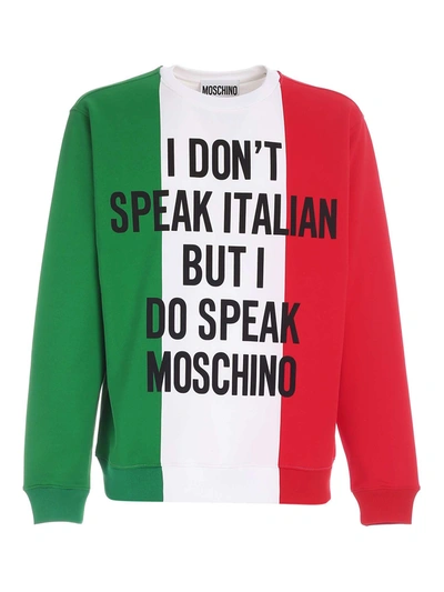 Shop Moschino Crewneck Multicolor Sweatshirt