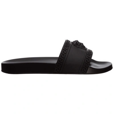 Shop Versace Men's Slippers Sandals Rubber  Palazzo In Black