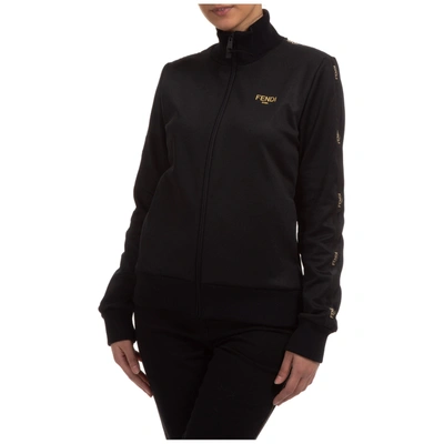 Shop Fendi Women's Sweatshirt Zip Up In Black