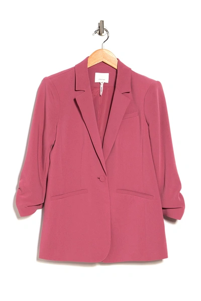 Shop Cinq À Sept Khloe Ruched Sleeve Blazer In Pink Sapphire