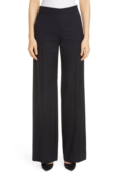 Shop Max Mara Elio Wool Wide Leg Pants In Ultramarine