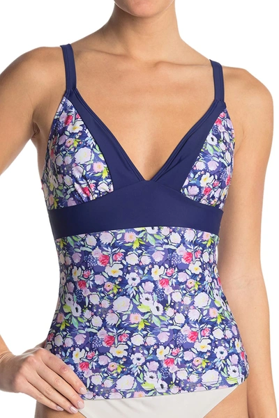 Shop Nicole Miller Floral Colorblock Tankini In Ditsy Floral