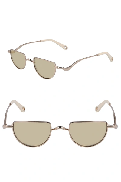 Shop Chloé Ayla 45mm Half Circle Sunglasses In Rose Gold/gold Mirr