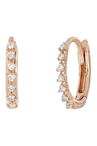 Shop Bony Levy 18k Rose Gold Diamond 8mm Huggie Earrings In Rd0.08 18krg