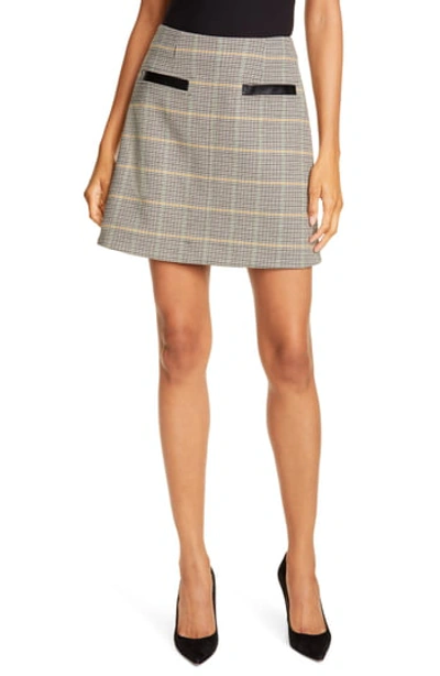 Shop A.l.c Reynolds Plaid Leather Trim Mini Skirt In Greencrea