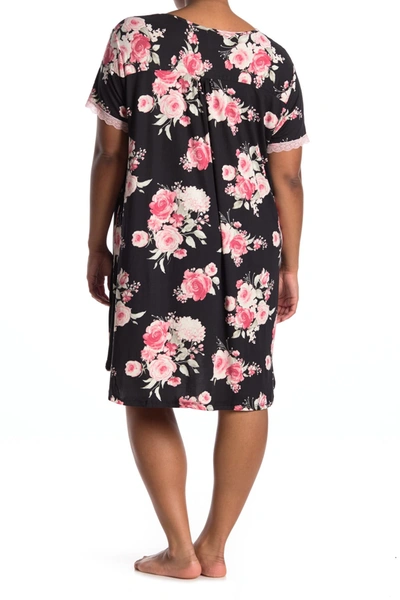 Shop Flora By Flora Nikrooz Short Sleeve Night Gown In Black