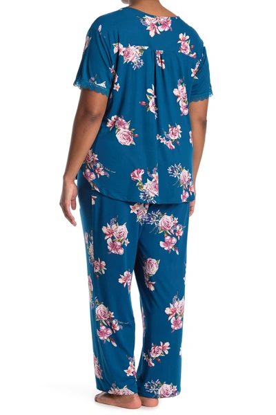 Shop Flora By Flora Nikrooz Printed Pajama Set In Teal