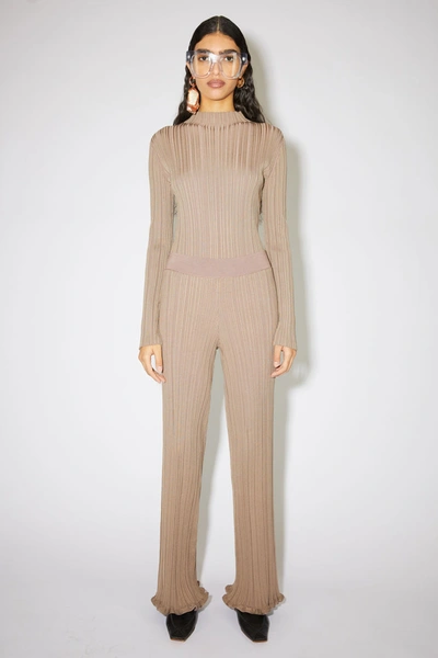 Shop Acne Studios Ribbed Trousers Taupe Beige