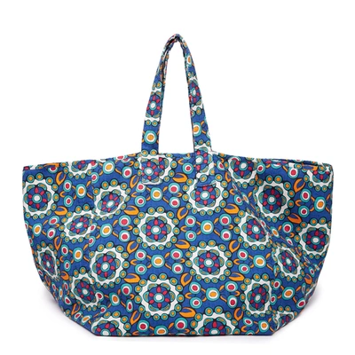 La Doublej Kaleidoscope Reversible Canvas Tote Bag In Kaleidoscope Bluette
