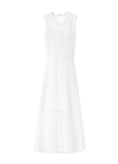 Shop St John Open Lace Knit Dress In Polar White