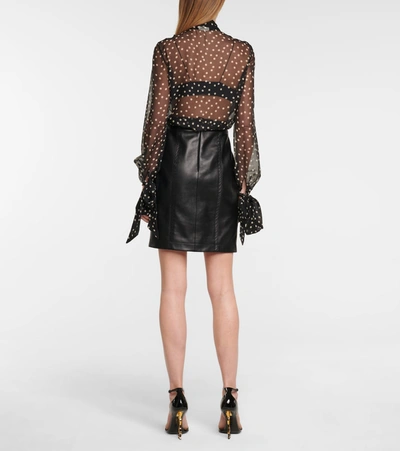 Shop Saint Laurent High-rise Leather Miniskirt In Black