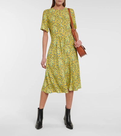 Shop A.p.c. Jayla Floral Crêpe Midi Dress In Yellow