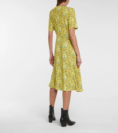 Shop Apc Jayla Floral Crêpe Midi Dress In Yellow