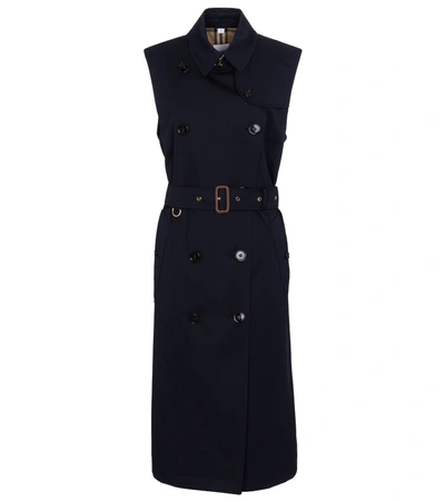 Shop Burberry Cotton Trench Midi Dress In Blue