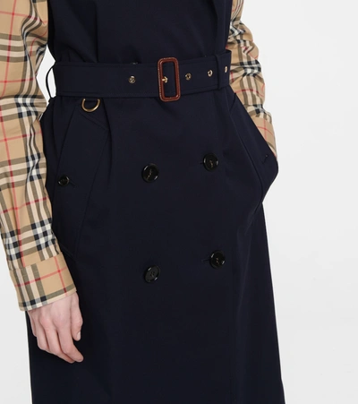 Shop Burberry Cotton Trench Midi Dress In Blue