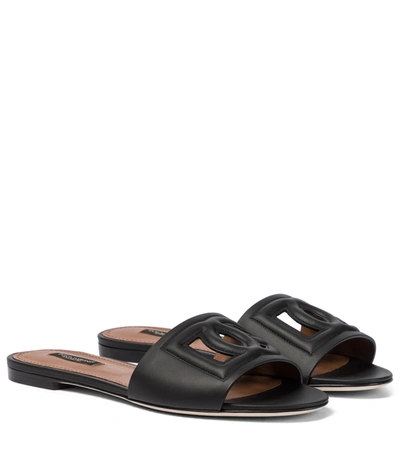 LOGO挖剪皮革凉拖鞋