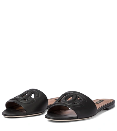 LOGO挖剪皮革凉拖鞋