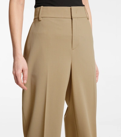Shop Vince High-rise Wool-blend Straight Pants In Beige