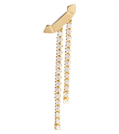 Paris钻石装饰18K黄金单只耳环