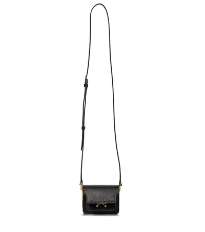 Shop Marni Trunk New Nano Leather Crossbody Bag In Brown