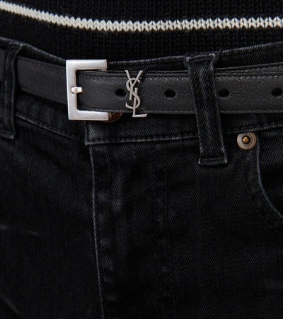 Saint Laurent Ysl Leather Belt In Black