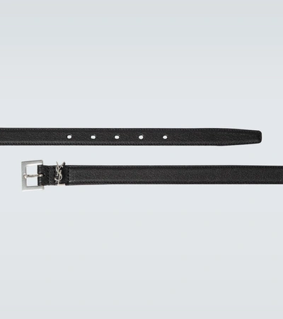 Shop Saint Laurent Ysl Leather Belt In Black