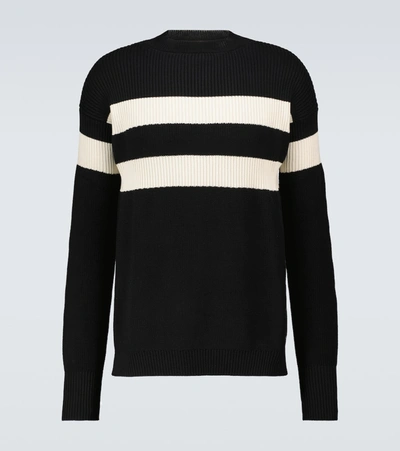Shop Marni Striped Cotton Sweater In Black