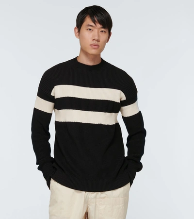 Shop Marni Striped Cotton Sweater In Black