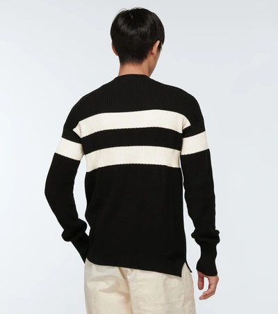 Shop Marni Striped Cotton Sweater In Black