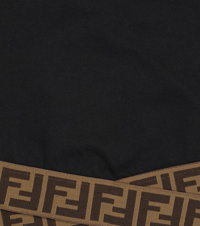 Shop Fendi Ff Cotton Crop Top In Black