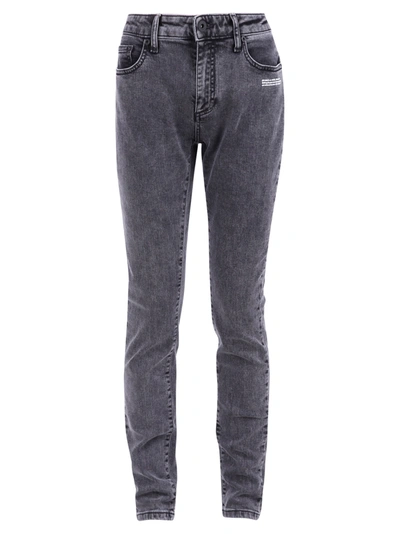 Shop Off-white Skinny Jeans In Grey