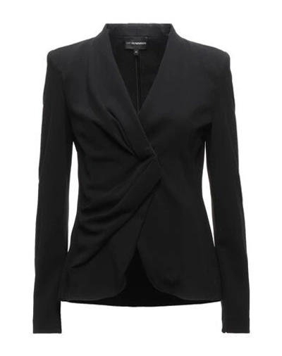 Shop Emporio Armani Woman Blazer Black Size 8 Viscose, Polyamide, Elastane