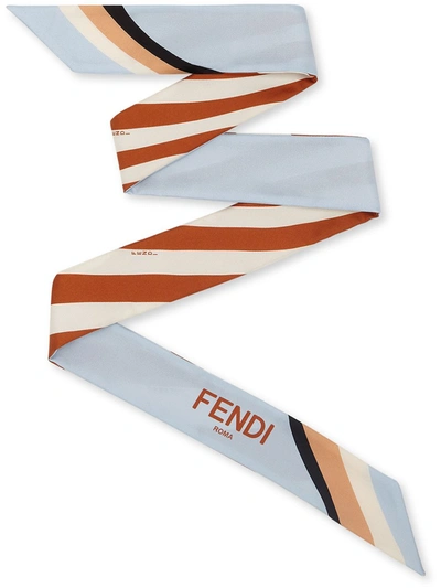 Shop Fendi Wrappy Striped Scarf In Brown