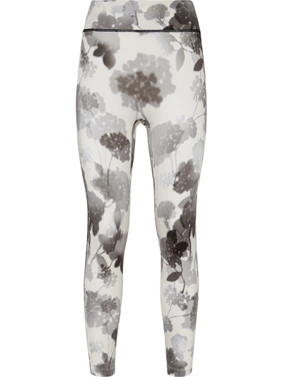 Shop Fendi Floral Print Leggings In Grey