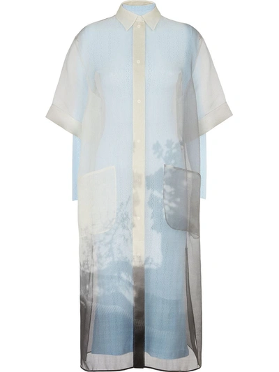 Shop Fendi Shadow Print Short-sleeve Shirt Dress In White