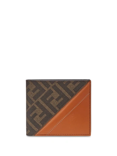 Shop Fendi Ff-pattern Bi-fold Wallet In Brown