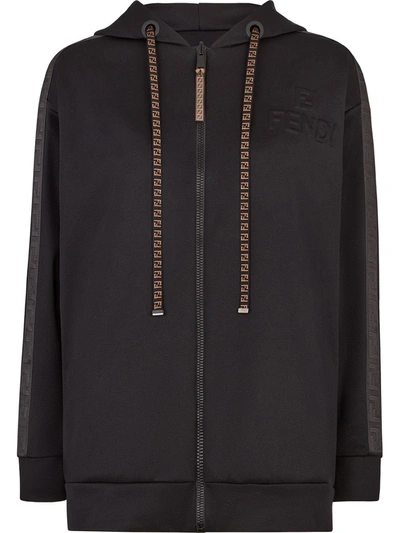 Shop Fendi Ff-motif Reversible Zip Hoodie In Black