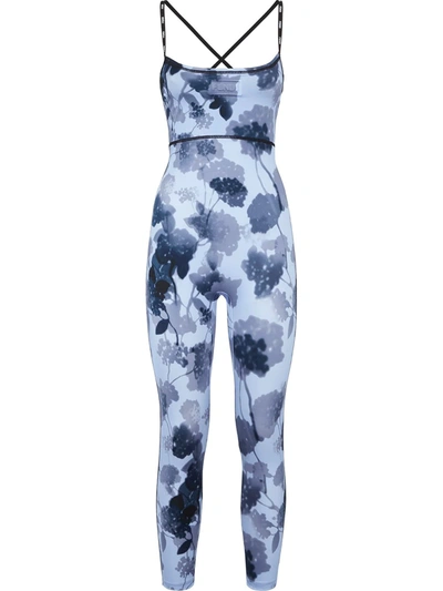 Shop Fendi Logo-embossed Floral-print Performance Jumpsuit In Grey