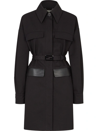 Shop Fendi Belted-waist Single-breasted Coat In Black