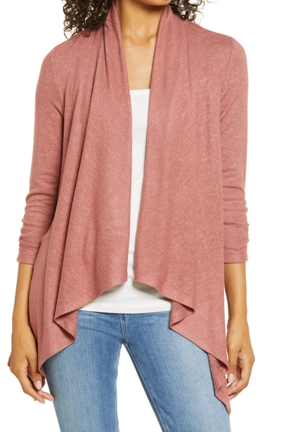 Shop Bobeau Drape Front Cardigan In Withered Rose