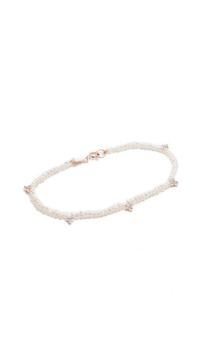 Shop Adina Reyter Diamond Cluster Freshwater Pearl Bracelet In 14k Yellow Gold