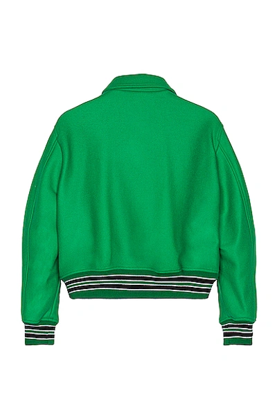 Shop Amiri Bones Varsity Jacket In Tennis Green