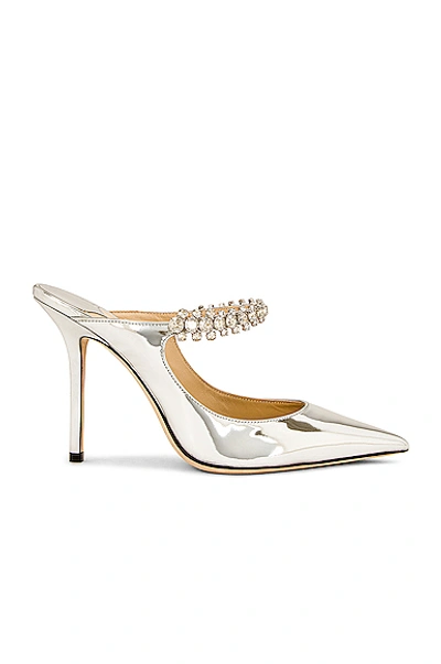 Shop Jimmy Choo Bing 100 Liquid Metal Leather Heel In Silver