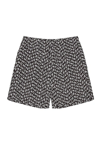 Shop Givenchy Refracted All Over Swim Trunk In Black & White