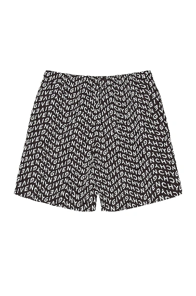 Shop Givenchy Refracted All Over Swim Trunk In Black & White