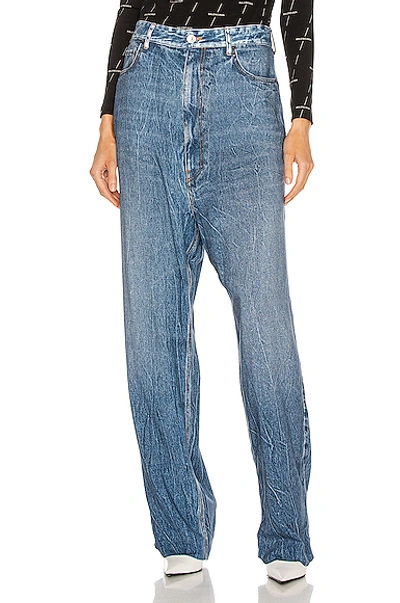 Shop Balenciaga Baggy Jean In Streaky Blue