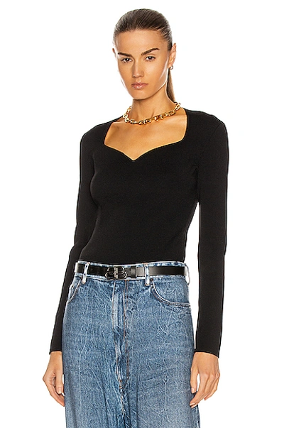 Shop Balenciaga Long Sleeve Heartneck Sweater In Black